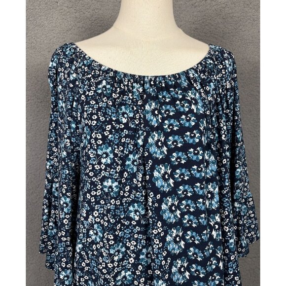 Style&Co. Women's Blue Blouse Floral Pattern 3/4 Sleeve Size 3XL New Without Tag - Picture 2 of 8